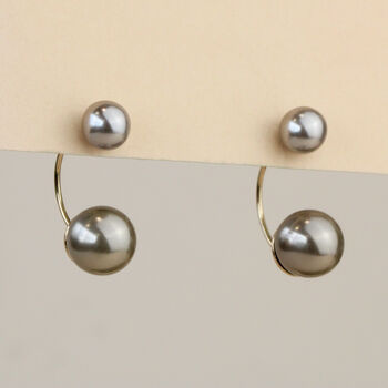 Gold And Taupe Pearl Ear Jacket Stud Earrings, 2 of 3