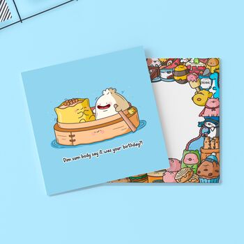 Cute Dim Sum Boat Greeting Card, 3 of 4
