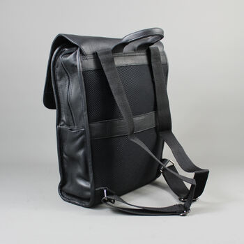 Black Leather Laptop Backpack Bag With Gunmetal Zip, 6 of 10
