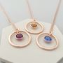 Rose Gold Plated Circle Birthstone Necklace, thumbnail 4 of 6