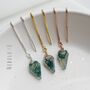 Moss Agate Threader Earrings Natural Crystal Earrings, thumbnail 5 of 11