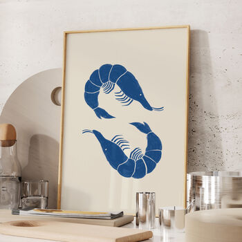 Prawns Linocut Style Print, 3 of 5