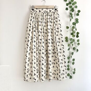 Line Drawing Printed Cotton Midi Skirt, 2 of 7