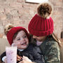 Toddlers Chunky Fur Pom Pom Beanie Hat, thumbnail 3 of 3