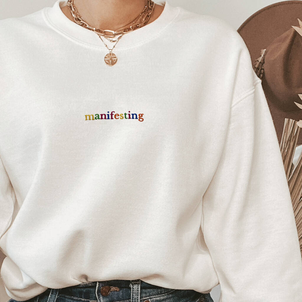 Manifesting Rainbow Embroidered Sweatshirt, 1 of 5