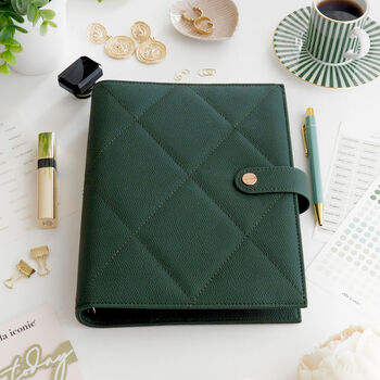Personalised Vegan Leather A5 Ring Binder Organiser | Deep Green, 3 of 4