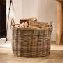 Willow Wicker Rattan Log Basket With Handles, thumbnail 1 of 5
