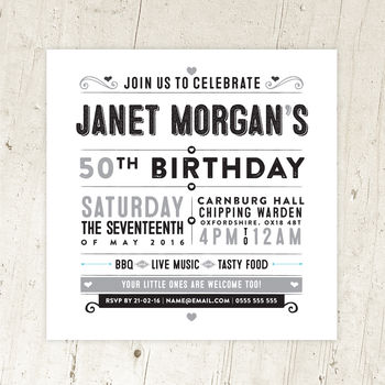 Personalised Birthday Party Vintage Invitations, 2 of 7