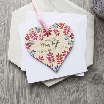 Teacher Thank You Removable Heart Decoration And Card, 9 of 10