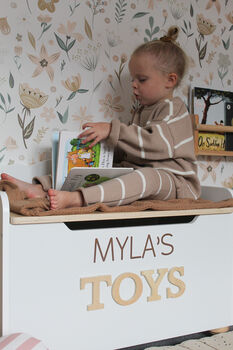 Personalised White Wooden Toy Box, 4 of 6