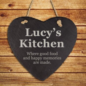Personalised Heart Kitchen Slate Hanging Sign Keepsake, 2 of 2