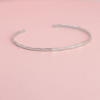 Thin Hammered Cuff In Sterling Silver, 8 of 8