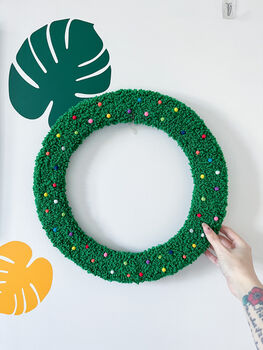 Colourful Punch Needle Christmas Wreath, 5 of 10