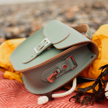 Small Leather Satchel Bag In Stormy Sea Grey, 5 of 5