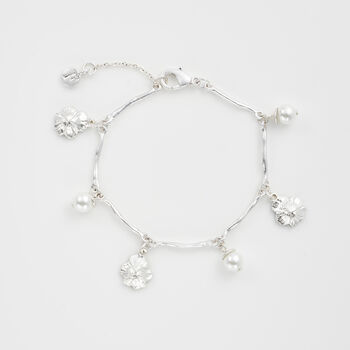 Silver Pansy And Pearl Charm Bracelet, 3 of 9