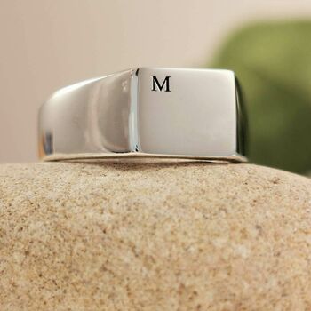 Personalised Initials Men's Silver Signet Ring, 11 of 12