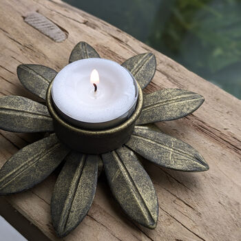 Flower Shaped Antique Brushed Gold Tealight Votive| Gift Set, 4 of 4