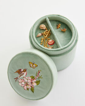 Morning Song Bird Embroidered Round Jewellery Box, 5 of 5