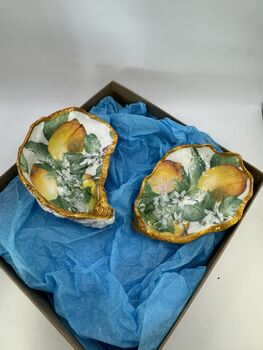 Two Stunning Decoupaged Shell Trinket Trays, 2 of 4