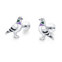 Sterling Silver Enamel Pigeon 16 G Flat Back Labret Earrings, thumbnail 6 of 11