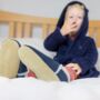 Dotty Fish Navy Soft Suede Baby And Toddler Slippers With Fleece Lining, thumbnail 3 of 9
