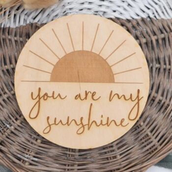 Wooden Baby Announcement Sunshine Engraved Sign, 5 of 8