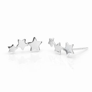 Sterling Silver Star Trio Climber Stud Earrings – 15mm X 8mm, 7 of 8