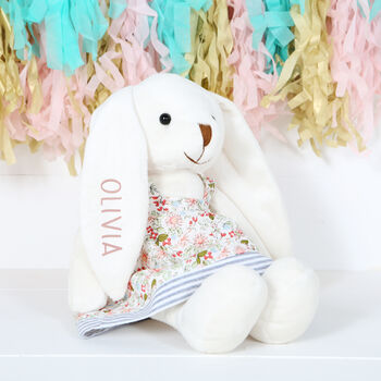 Personalised Cream Bunny Rabbit With Dress, Easter, 5 of 5
