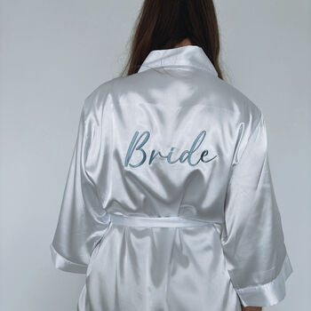 Blue Embroidered Bridesmaid Robes, 4 of 5