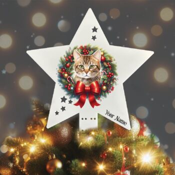 Personalised Tree Topper Cat Christmas Wreath. 20 Different Breeds, 12 of 12