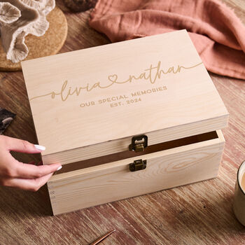 Personalised Couples Names Memory Keepsake Box, 2 of 4