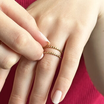 Adjustable Double Band Dotted Ring, 3 of 8