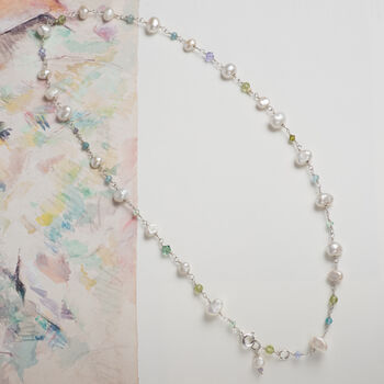 Multi Pearls Swarovski And Gemstones Necklace, 3 of 12