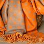 Cashmere Blend Spots Scarf In Orange, thumbnail 3 of 5