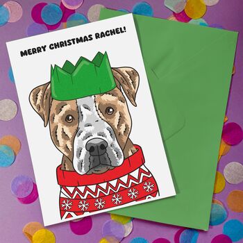 Personalised Staffie / Staffy Christmas Portrait Card, 12 of 12