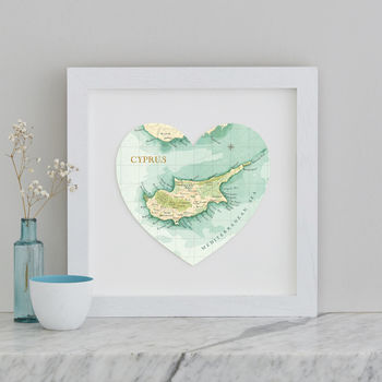 Personalised Location Cyprus Map Heart Print, 3 of 5