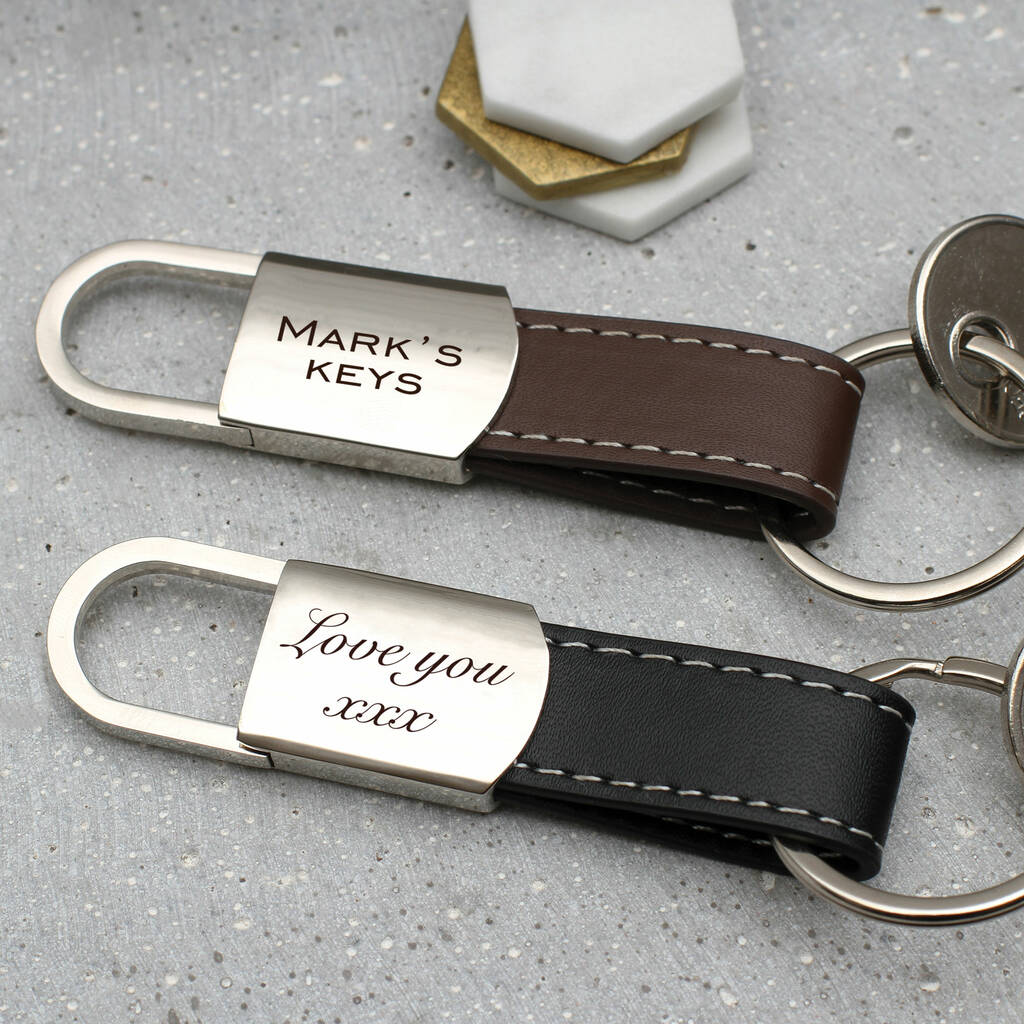Personalised Leather Message Keyring, 1 of 5