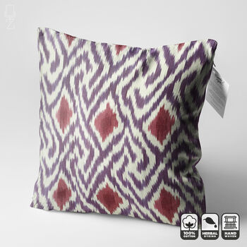 Purple Handwoven Ikat Cushion Cover, 3 of 7