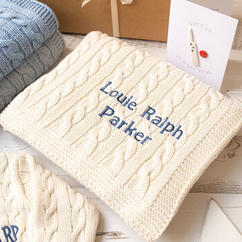 Baby Cricket Jumper And Cable Blanket Gift Set, 2 of 12