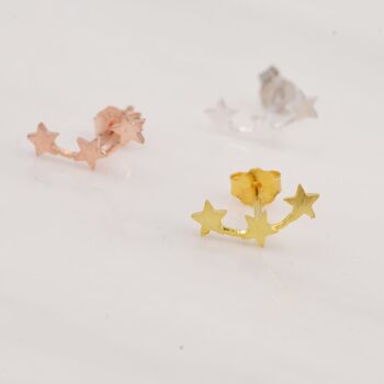 Tiny Star Trio Constellation Dainty Stud Earrings, 4 of 11