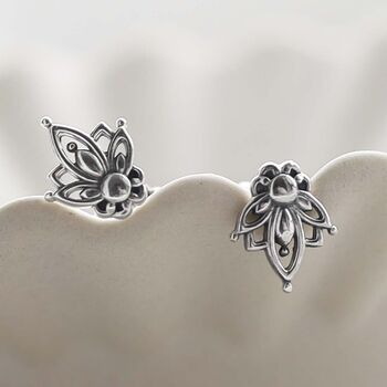 Sterling Silver Mini Botanical Studs, 3 of 11