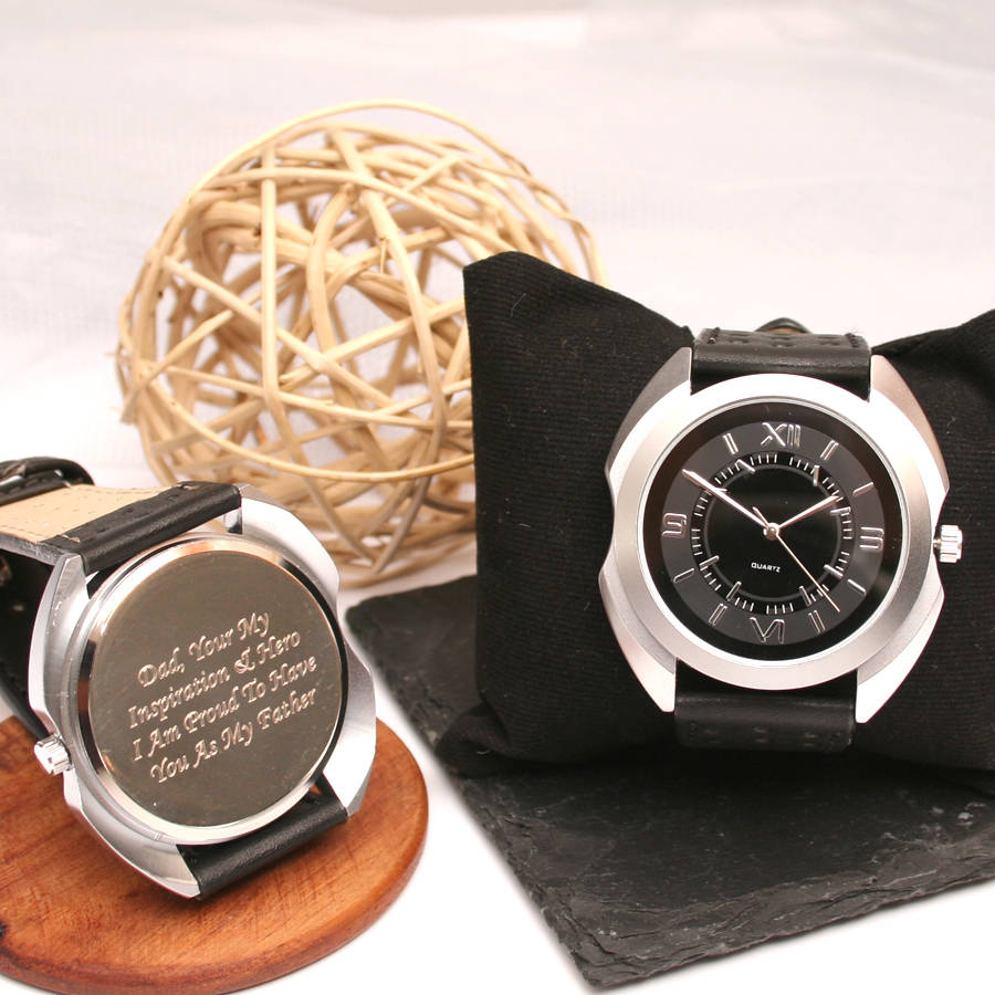 Personalised Wrist Watch Silver Chunky Modern Design By
