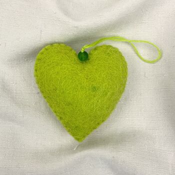 Fair Trade Beaded Felt Heart Christmas New Baby Decor, 3 of 12