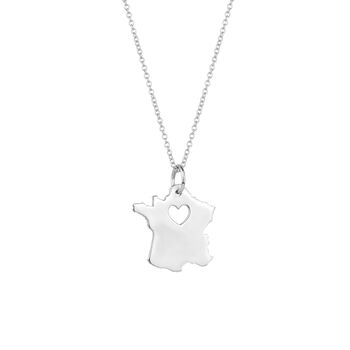 Love France Map Heart Necklace Sterling Silver, 5 of 8