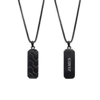 Personalised Men's Black Stone Dog Tag Necklace, 5 of 11