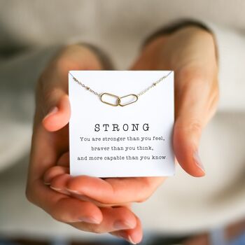 Strong Necklace – Encouragement Gift For Her, Strength Jewellery, Motivational Present For Women, Support Gift During Tough Times, 7 of 7