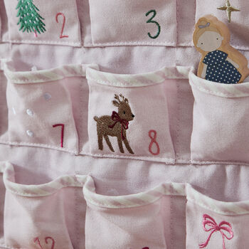 Personalised Pink Fabric Hanging Advent Calendar, 3 of 4