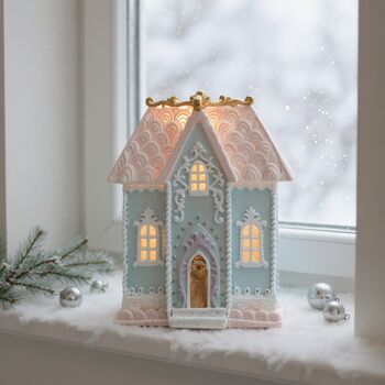Illuminated Pastel Blue House Christmas Ornament Decoration, 2 of 5