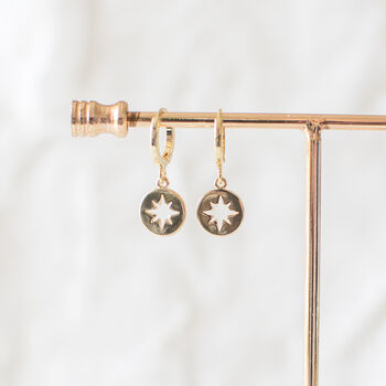 North Star Huggie Hoop Earrings, 9 of 11