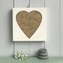 Silver / Gold Wedding Heart Shaped Map Print On Wood, thumbnail 3 of 10